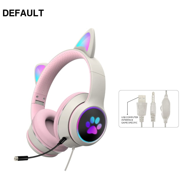 AKZ-022 RGB Luminous Cat Ear Headset Wired Gaming Grey Headphones Best Selling Products Headsets