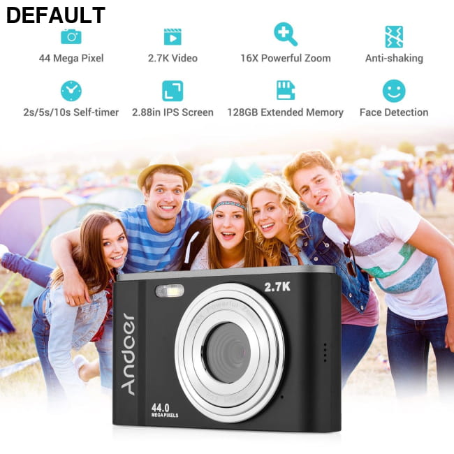 Andoer Mini Digital Camera 44MP 2.7K 16X Zoom Self-Timer Cameras Electronics