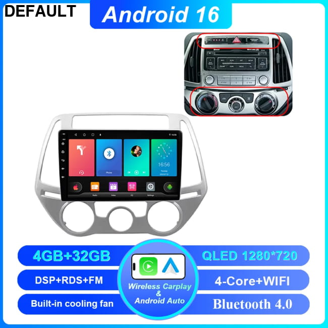 Android 16 Car DVD For Hyundai I20 2010 2012 2013 2014 Auto 4-32G GPS Players