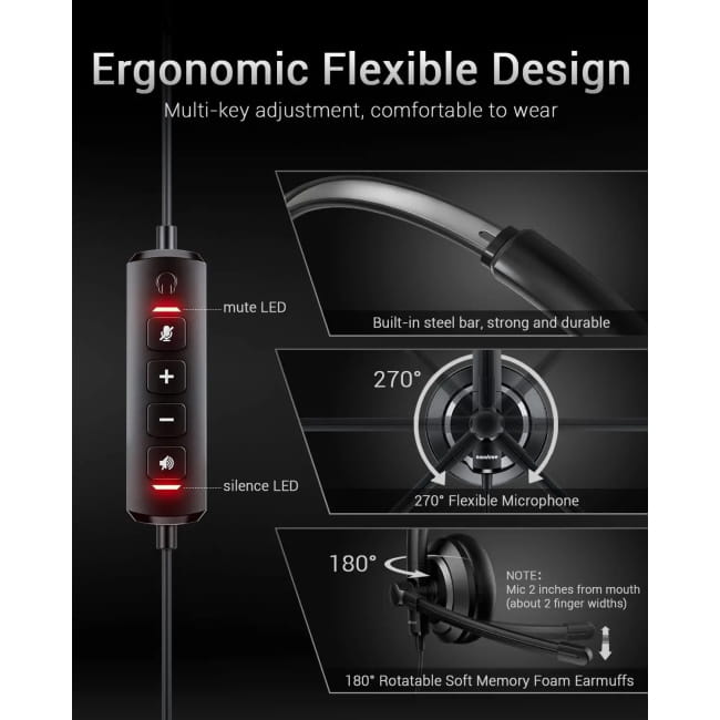 AWATRUE EH05 Wired USB Headset with Microphone Noise Headphones Headsets