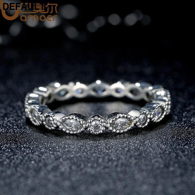 BAMOER 925 Sterling Silver Alluring Brilliant Marquise Rings