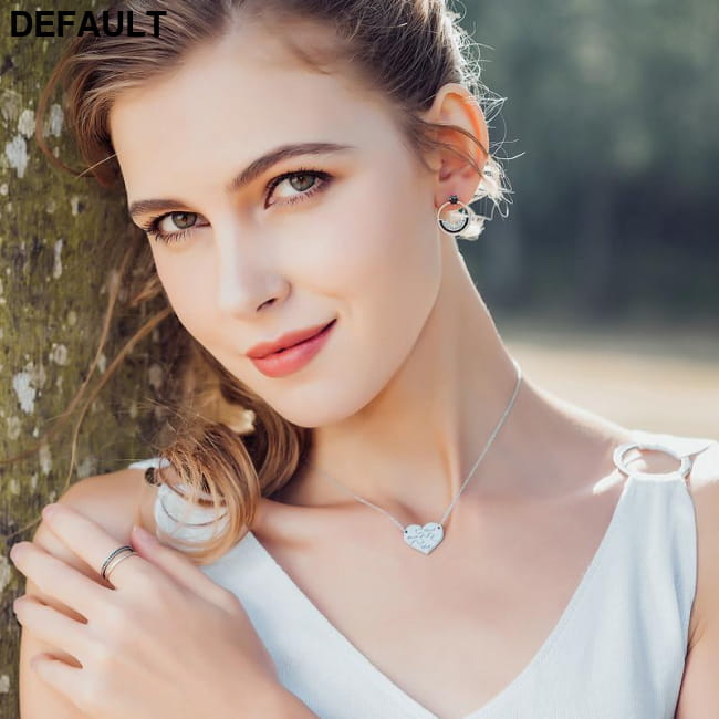 BAMOER 925 Sterling Silver Double Circle Black Clear CZ Rings