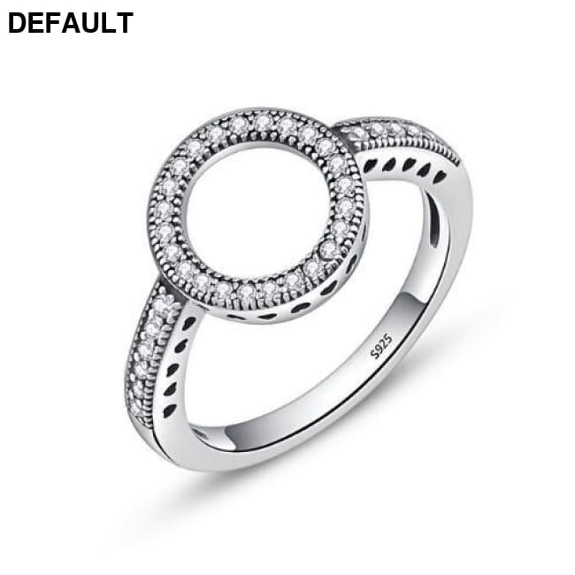 BAMOER 925 Sterling Silver Forever Clear Black CZ Circle SCR041 size 6 Rings