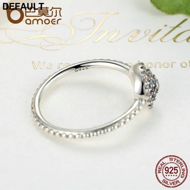 BAMOER 925 Sterling Silver Round Shape Radiant Elegance, Rings