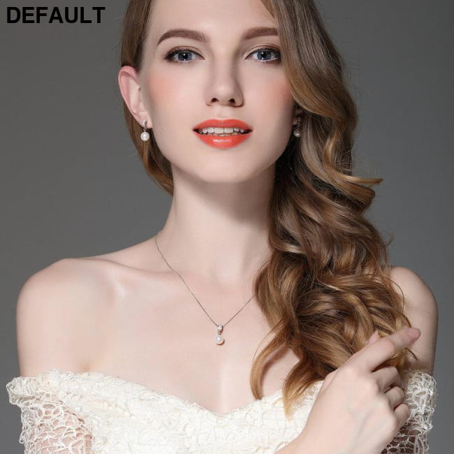BAMOER 925 Sterling Silver Simulated Pearl Pendant Necklace Sets Necklaces