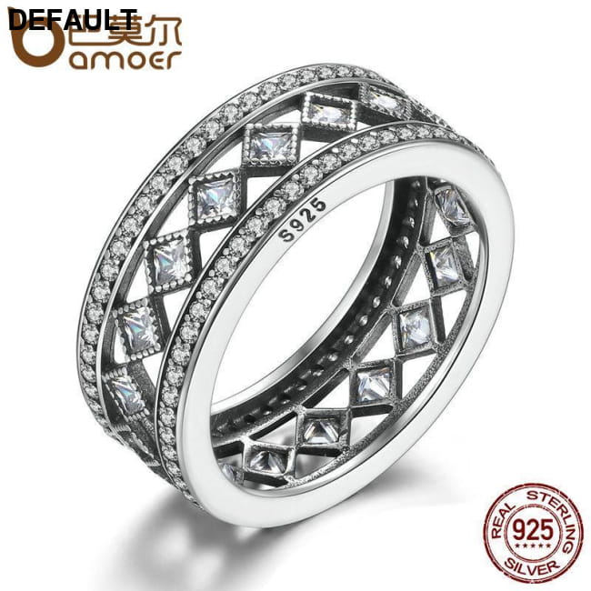 BAMOER 925 Sterling Silver Square Vintage Fascination, Rings