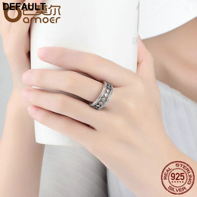 BAMOER 925 Sterling Silver Square Vintage Fascination, Rings