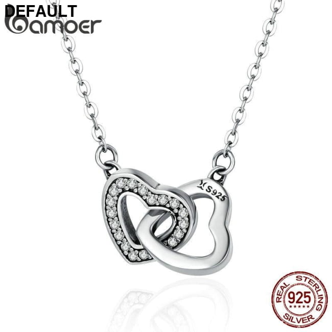 BAMOER Valentine Day Gift 925 Sterling Silver Connected Necklaces