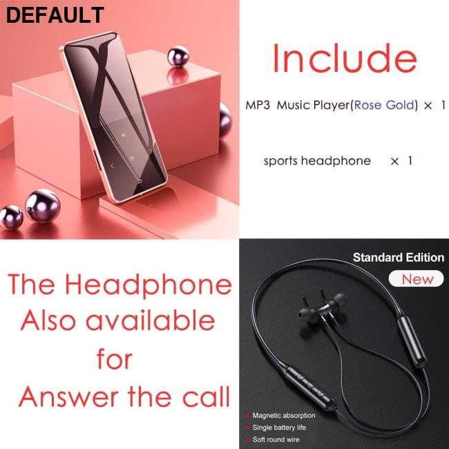 BTSMONE New Version MP3 Music Player Support Bluetooth RoseGoldwithEarphone / China / 4GB MP3/MP4/MP5 Players