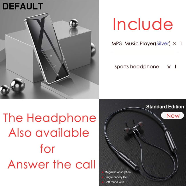 BTSMONE New Version MP3 Music Player Support Bluetooth Silver with Earphone / China / 4GB MP3/MP4/MP5 Players