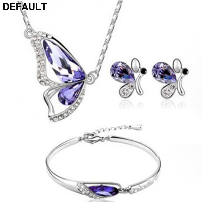 Butterfly Jewelry Sets Necklace Earring Bracelet Sterling Silver Necklaces