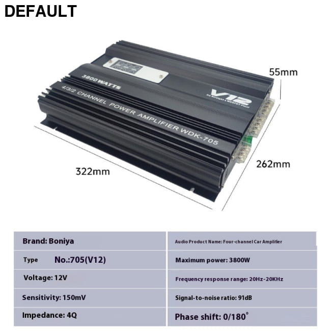 Car Audio High-power Aluminum Alloy Shell Amplifier 705 V12 Amplifiers Motor Vehicle