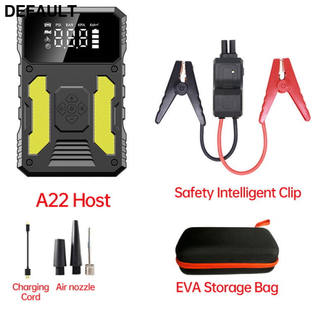 Car Jump Starter With Air Compressor Portable 12V A22 Safety intelligent Clip + EV / 3000A Accessories Vehicle Starters