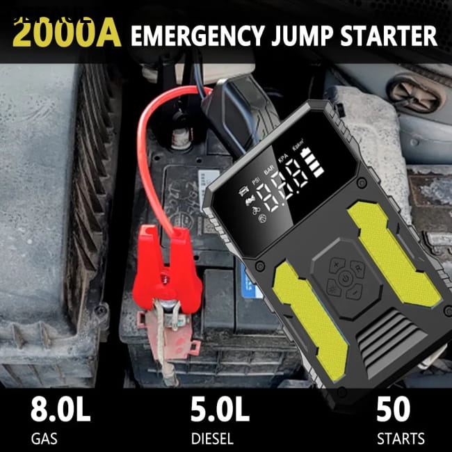 Car Jump Starter With Air Compressor Portable 12V Accessories Vehicle Starters