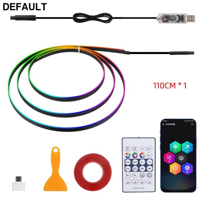 Car LED Acrylic Light Strip for Interior Ambient 1x 110cm Accessories RGB Bars