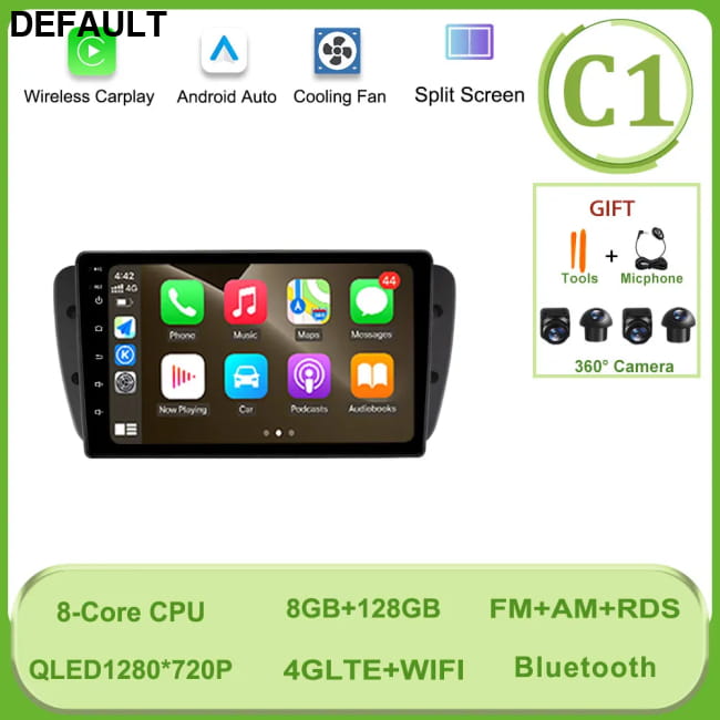 Car Radio Video Multimedia Player Carplay Android GPS (C1) 8G 128G 360