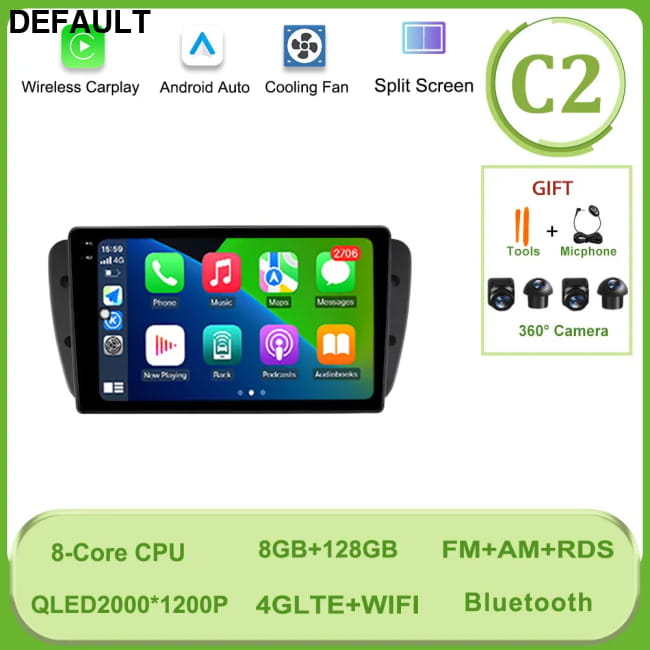 Car Radio Video Multimedia Player Carplay Android GPS (C2) 8G 128G 360 DVD Players