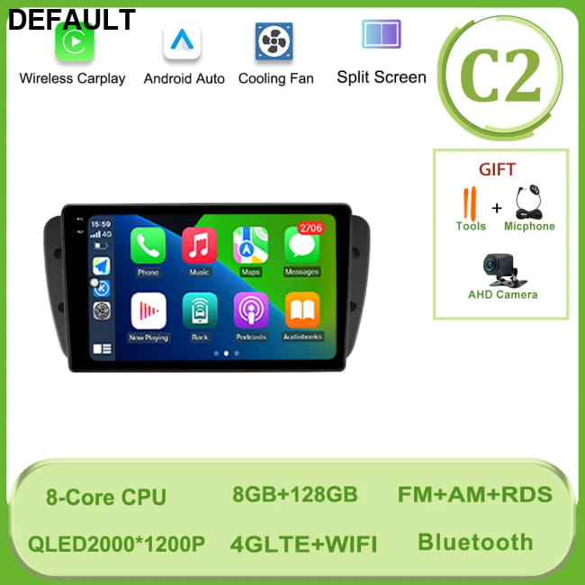 Car Radio Video Multimedia Player Carplay Android GPS (C2) 8G 128G AHD