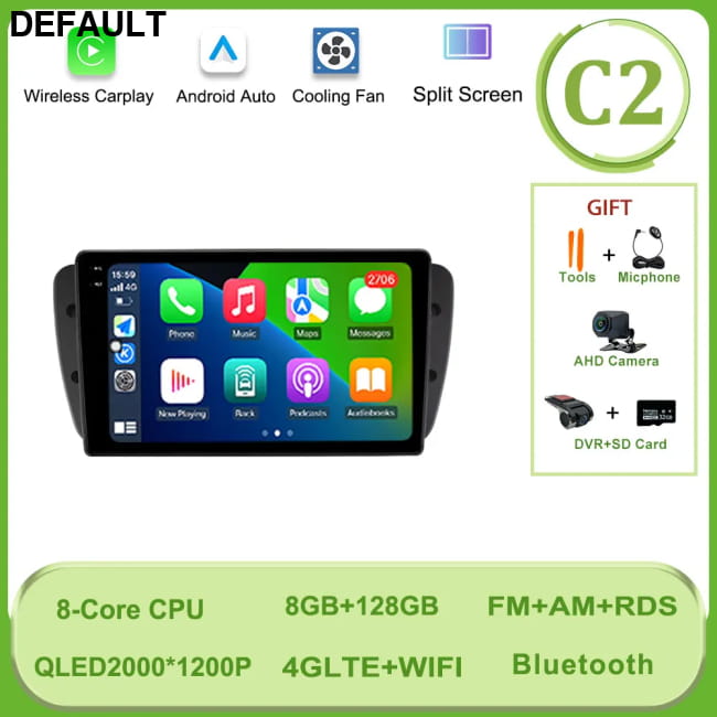 Car Radio Video Multimedia Player Carplay Android GPS (C2) 8G 128G DVR DVD Players