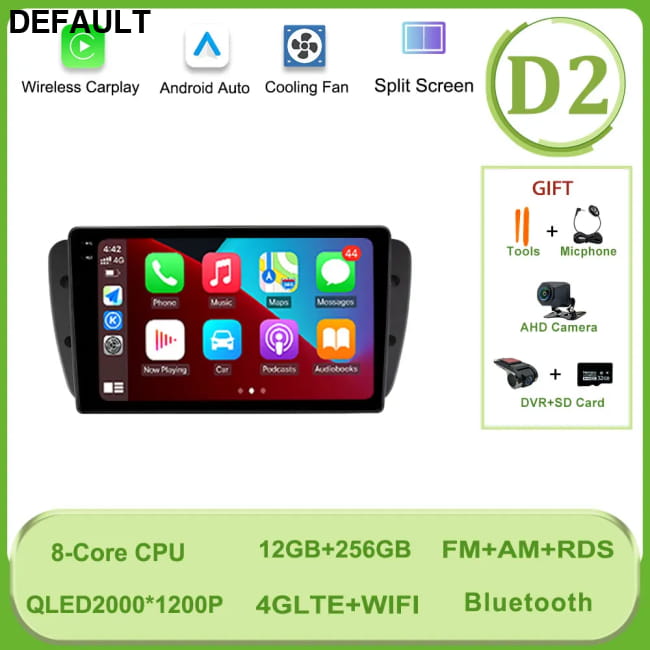 Car Radio Video Multimedia Player Carplay Android GPS (D2) 12G 256G DVR