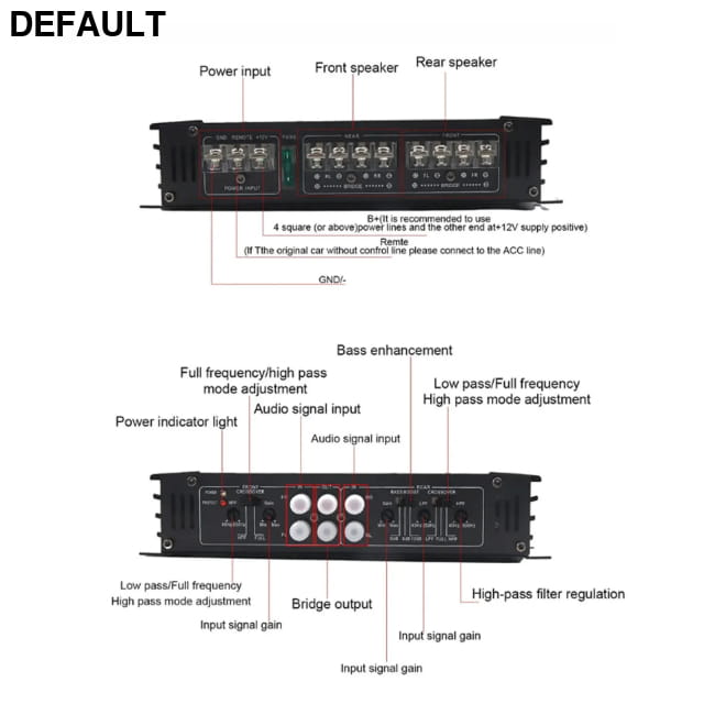 Car Stereo Amp Amplifier 7800W 4 Channels Class Amplifiers Motor Vehicle