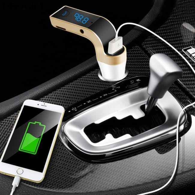 Car Wireless FM Transmitter USB Charger Hands-free Call MP3 Player MMC Card Reading Aux-in LCD Display Gold Bluetooth