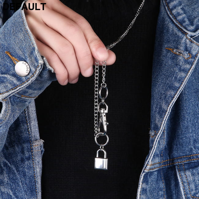 Carabiner Lock Pendant Necklace Simple Cute Necklaces Long / CN Men Sterling Silver