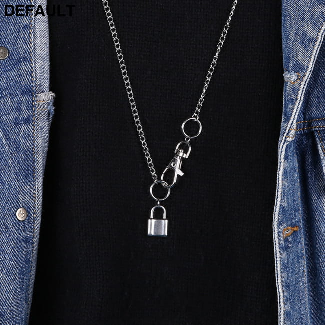 Carabiner Lock Pendant Necklace Simple Cute Necklaces Long / CN Men Sterling Silver
