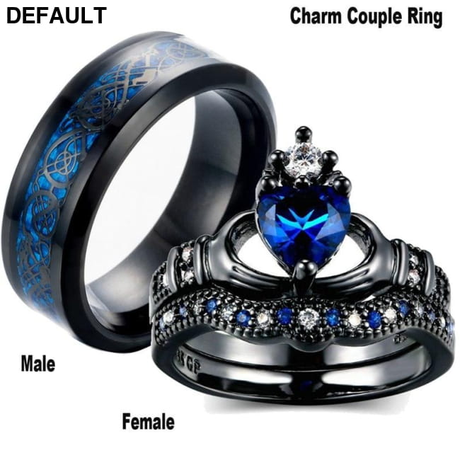 Carofeez Charm Couple Ring Stainless Steel Black Men’s Sterling Silver Rings