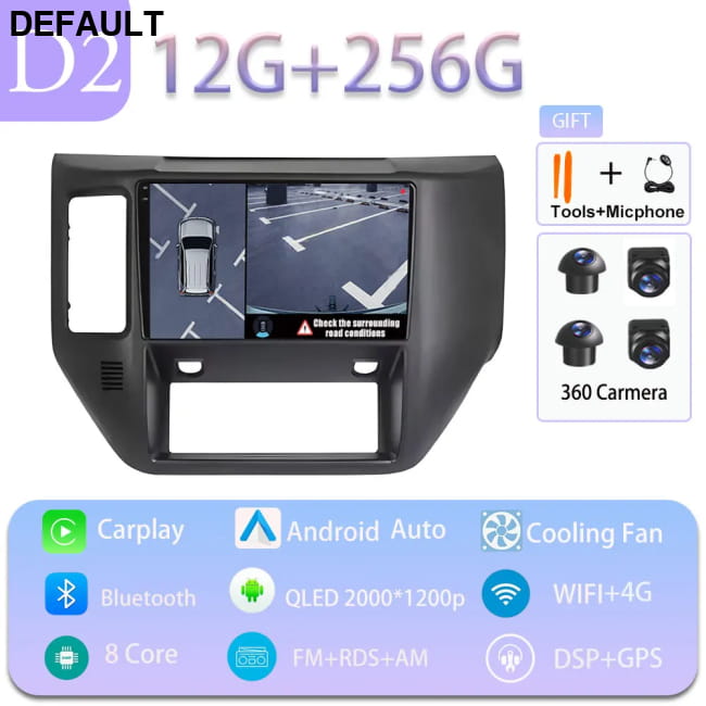 Carplay Car 4G WIFI GPS Navigation Radio Multimedia Video D2 12GB 256GB 360