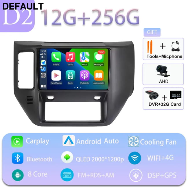 Carplay Car 4G WIFI GPS Navigation Radio Multimedia Video D2 12GB 256GB DVR