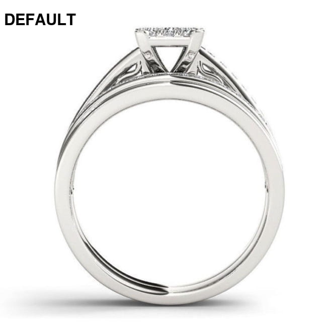 Classic Sterling Silver Princess Cut Wedding/Engagement Set Wedding Rings