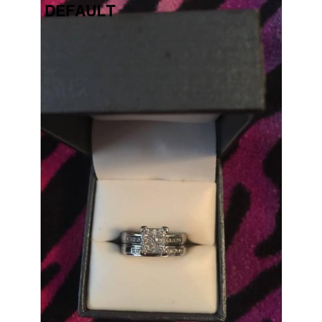 Classic Sterling Silver Princess Cut Wedding/Engagement Set Wedding Rings