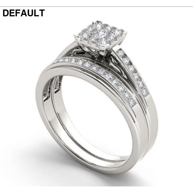 Classic Sterling Silver Princess Cut Wedding/Engagement Set Wedding Rings