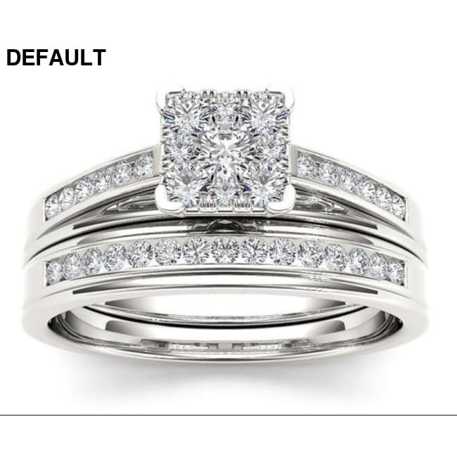 Classic Sterling Silver Princess Cut Wedding/Engagement Set Wedding Rings