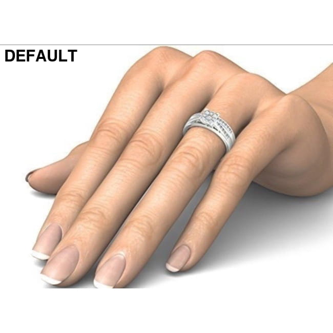 Classic Sterling Silver Princess Cut Wedding/Engagement Set Wedding Rings