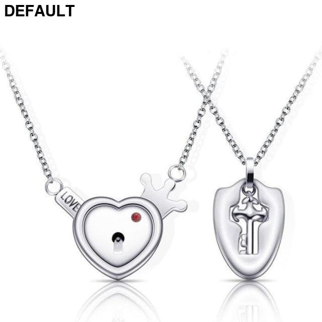 Couple Lovers Jewelry Love Heart Lock Bracelet Stainless Gold-color Sterling Silver Necklace Sets Necklaces