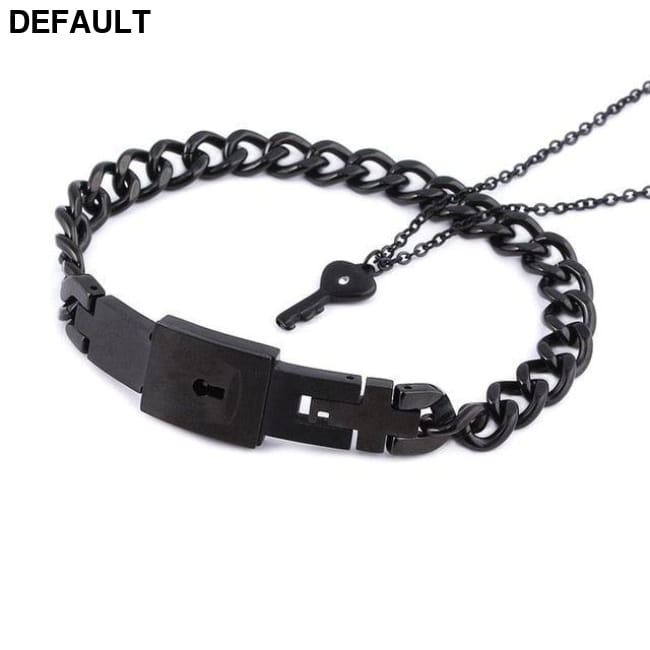 Couple Lovers Jewelry Love Heart Lock Bracelet Stainless Purple Sterling Silver Necklace Sets Necklaces