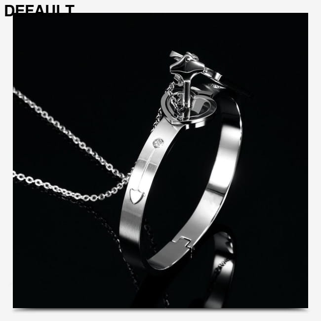 Couple Lovers Jewelry Love Heart Lock Bracelet Stainless Sterling Silver Necklace Sets Necklaces