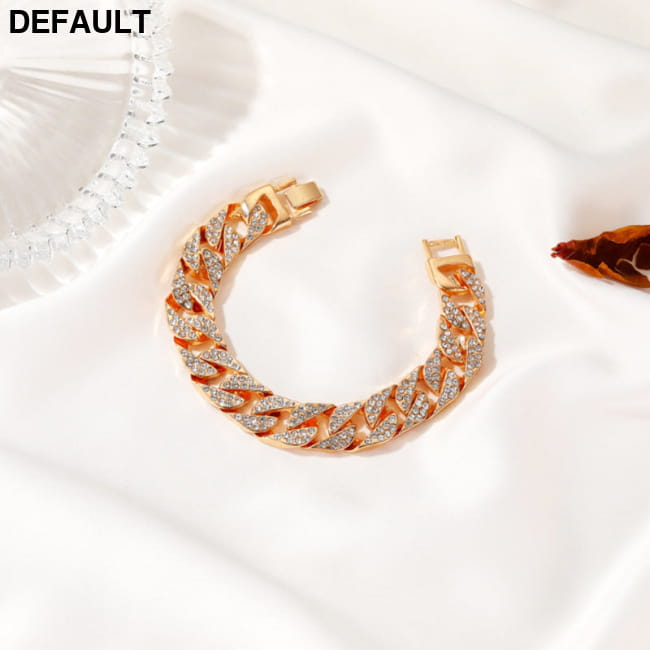 Cuban Thick Link Chain Bracelet Punk Luxury Crystal Gold / B Women Bracelets Best Selling Products
