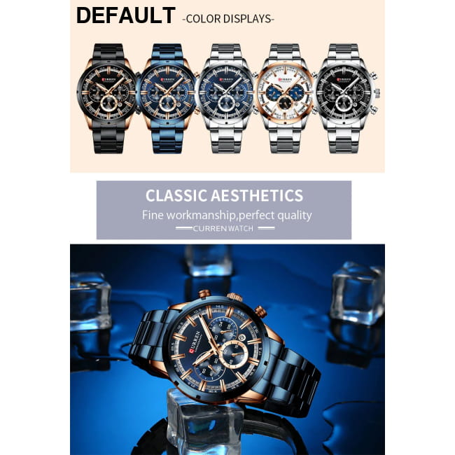 Curren Men’s Watch Blue Dial Stainless Steel Band Date Mens Men Quartz Watches Best Selling Products