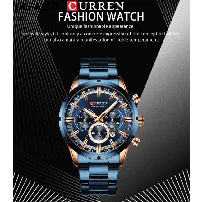 Curren Men’s Watch Blue Dial Stainless Steel Band Date Mens Men Quartz Watches Best Selling Products