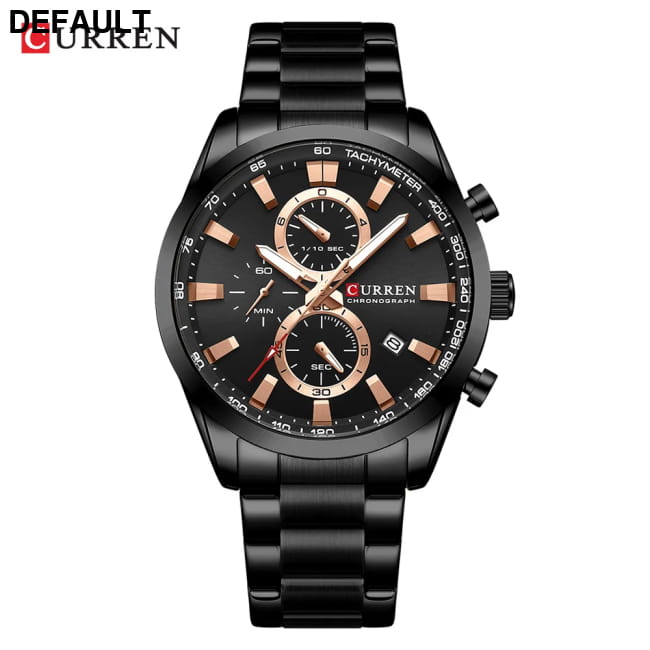 Curren Quartz Chrono Sport Watch with Stainless Steel Bracelet black Men Watches