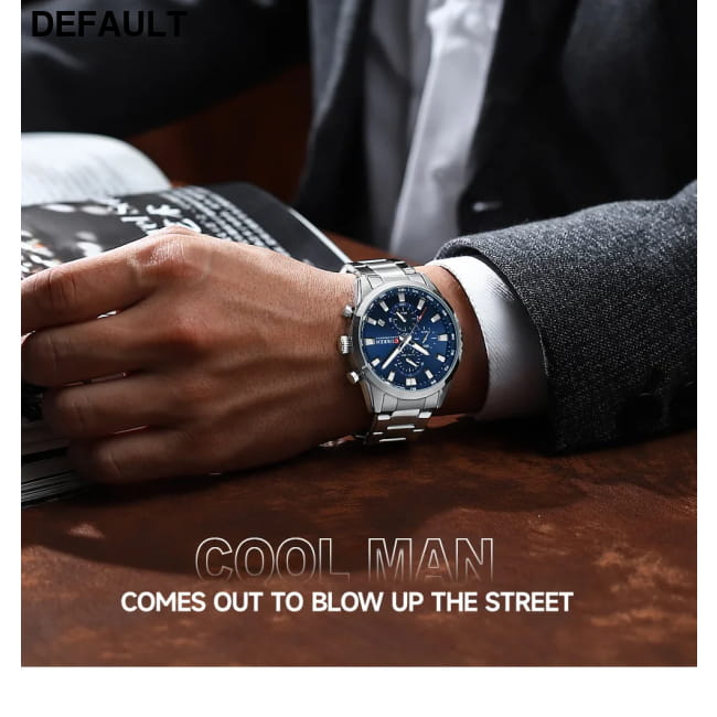 Curren Quartz Chrono Sport Watch with Stainless Steel Bracelet Men Watches