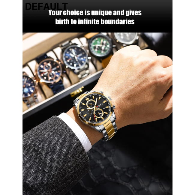 Curren Quartz Chrono Sport Watch with Stainless Steel Bracelet Men Watches