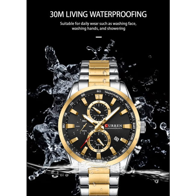 Curren Quartz Chrono Sport Watch with Stainless Steel Bracelet Men Watches