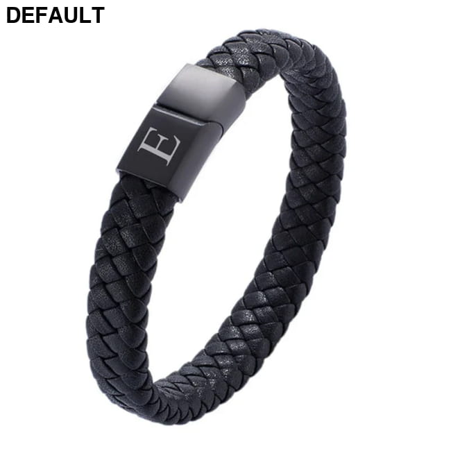 Custom Engraved Letter Bracelet for Men Single Layer Hand Black Bracelets
