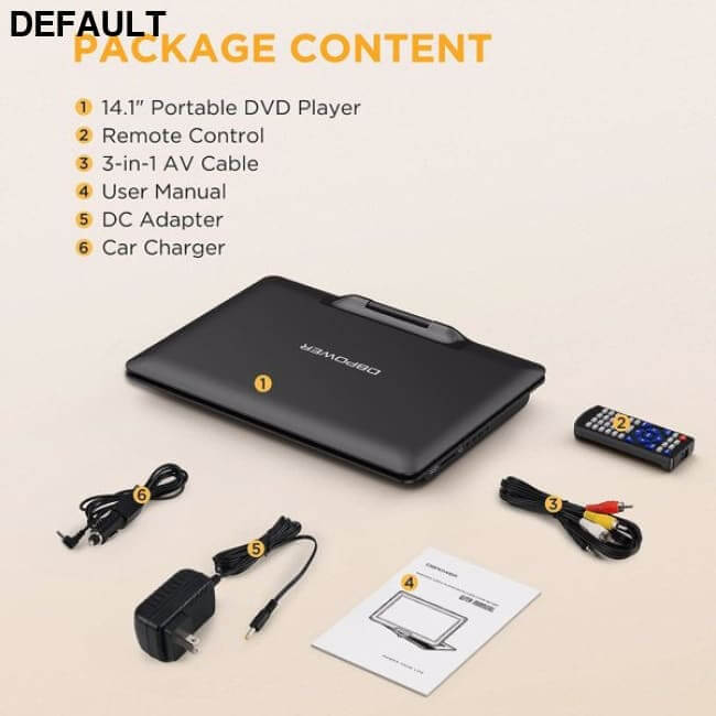DBPOWER 16.9’’ Portable DVD Player with 14.1’’ HD Swivel Large Screen Support DVD/USB/SD Card and Multiple Disc Formats