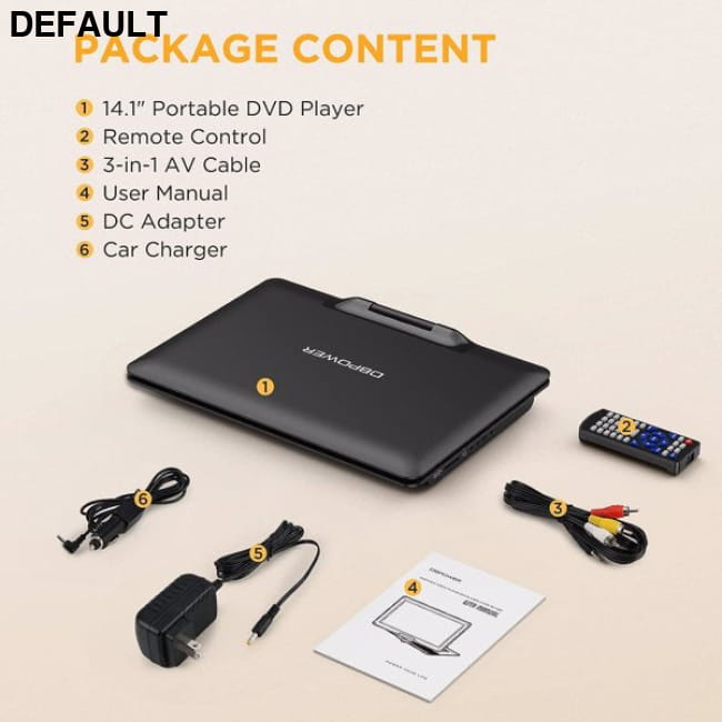 DBPOWER 16.9’’ Portable DVD Player with 14.1’’ HD Swivel as picture / US Players & Blu-ray