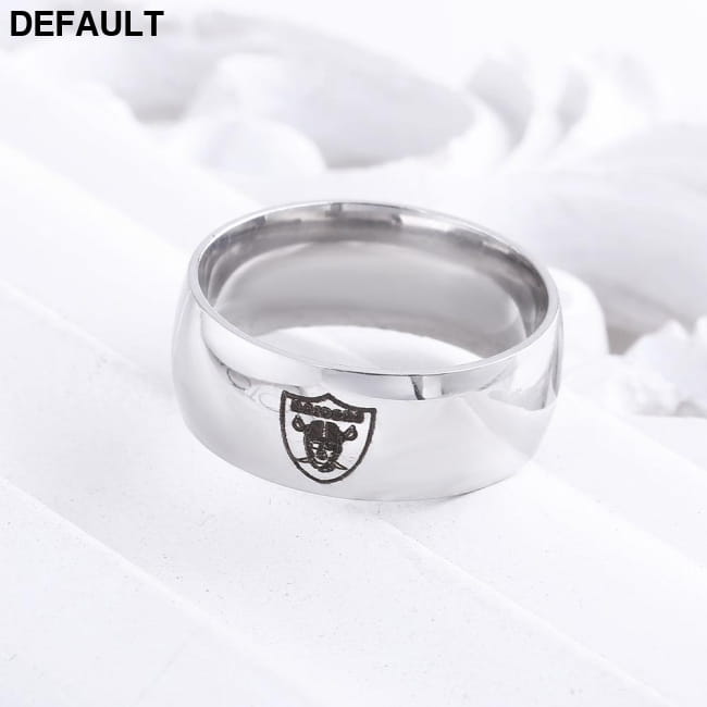Design Oakland Raiders Team Logo Rings Black Titanium Steel Men